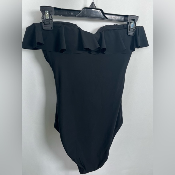NWT J. Crew Size 2 Matte ruched one-piece swimsuit with ruffles In Black - Picture 8 of 13